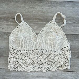 Hollister Cream Crochet Crop Top
